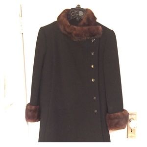Vintage wool and fur trim coat